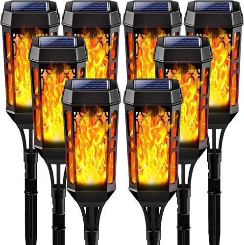 8pack led solar - flame, torch